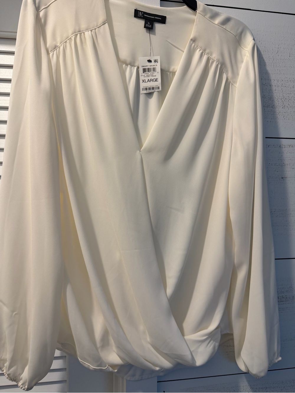 INC International Concepts Cream Wrap-Style Blouse